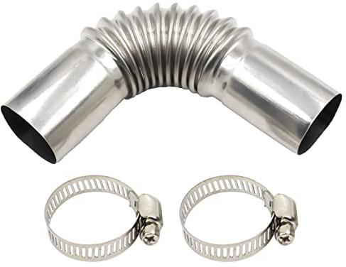 Edelstahl Abgasrohr Winkelverbinder, 24MM GasEntlüftungsschlauch Abgasrohr Standheizung Standheizung für Stromerzeuger Diesel Heizung, mit 2 Clips