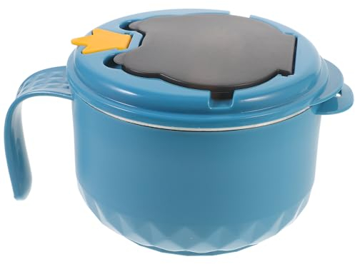 HOMSFOU Microwavable Bowls Microwave Safe Bowls Ramen Bowl 1000ml Noodle Bowl with Fork Soup Bowls(Blue)