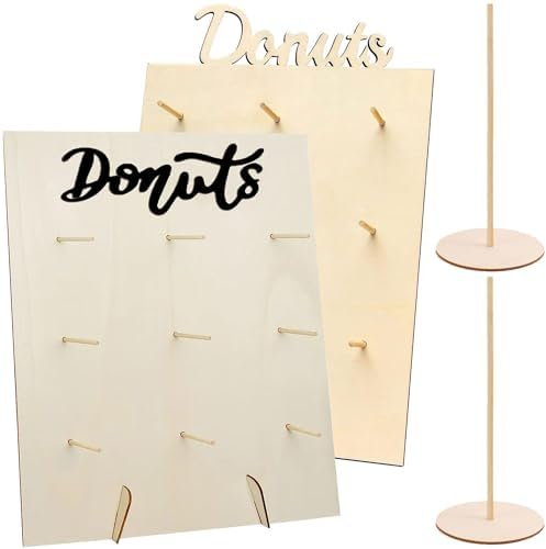 4 Stück Donut Ständer,Donut Wand Hochzeit,Donut DekorationHolz,Donut Tower Ständer,Stücke Holz Donut Wand,Donut Board,Donut Tafel,Candy Bar Donut Wand für Hochzeiten Geburtstage,Jubiläen,Konditoreie…
