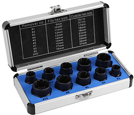 TOPEC 9-teiliges Bolzen- und Muttern-Ausdreher-Set, 1 2 Drive Impact, Radblockier-Entfernungs-Set, Radmuttern-Entferner-Steckschlüssel-Werkzeug, Entfernen Sie Beschädigte Tote