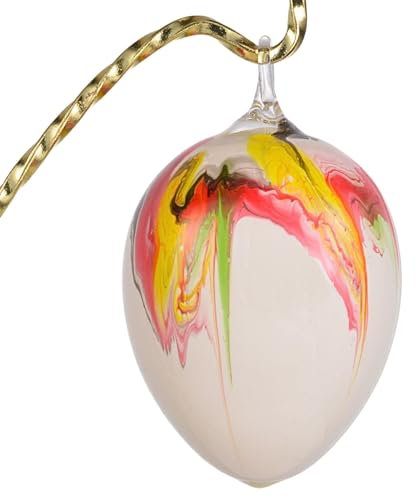 Kleines mundgeblasenes tschechisches Osterei-Ornament aus Glas