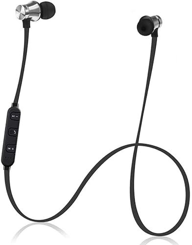 Bluetooth Headphones, Neckband Wireless Earbuds With Microphone, Extra Bass, For Gym Outdoor Sports Workout (Silver)