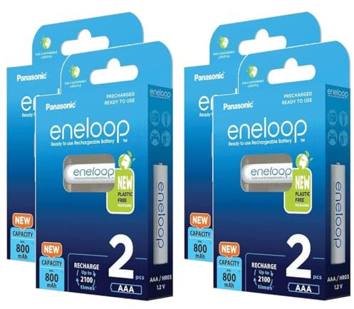 Eneloop Lot de 4 x 2 Piles Rechargeables Micro AAA 800mAh Ni-MH