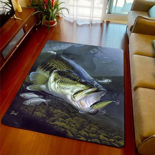 Door Mat Indoor 3D Fishing Bass Grouper Fishing Enthusiasts Bath Rugs Floor Rug Absorbent Carpets Floor Doormats Home Decor Funny Mat Cute Rugs For Kitchen Bathroom Indoor 200 X 300 Cm -7L1J7I0L7S9