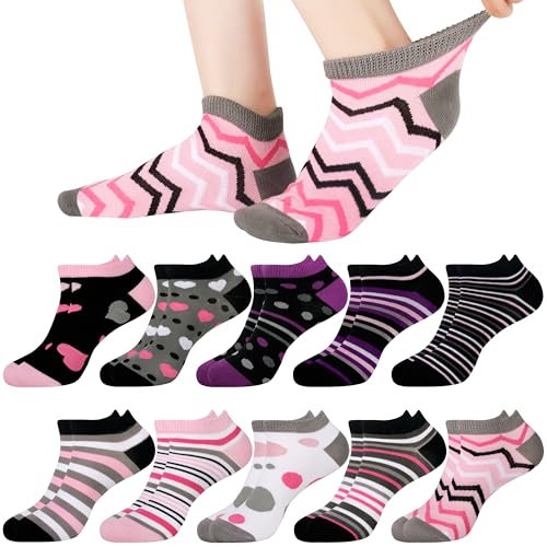 Jeasona 10 Paar Sneaker Socken Damen 39-42 Diabetikersocken Damen Socken Ohne Gummibund Diabetiker Baumwollsocken Kurze