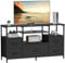 COWISH Bedroom Chest of Drawers, with Outlets,Multi-functional TV Stand with Storage Fabric Drawers Suitable for Bedrooms,Living Rooms, and Multimedia Centres,Black