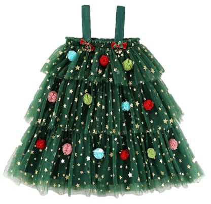Costume da albero di Natale per bambini, vestito da albero di Natale, per bambine e ragazze, vestito da costume da costume a forma di albero di Natale, vestito da cosplay di Natale, per ragazze