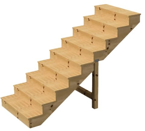 Escalera exterior h156cm - 9 peldaños de madera D29cm, B120cm CON ocurrencia