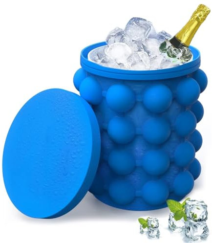 Ice Cube Mold Ice Trays, Large Silicone Ice Bucket, (2 in 1) Ice Cube Maker, Press Type Easy-Release Ice Trays Ice Cube Maker for Frozen Cocktail, Whiskey, Beverages