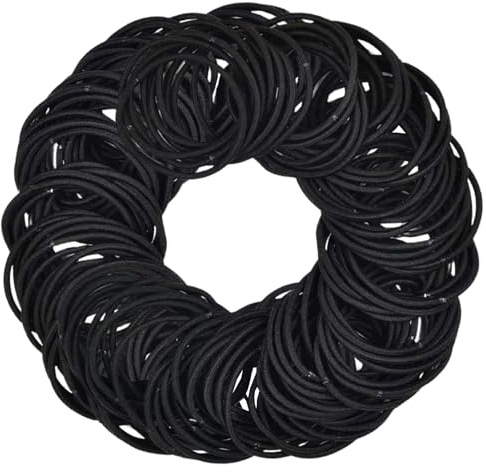 KEYRI 200 Stück Haargummi 4mm Haargummis Mädchen für Dickes Haar | Keine Haarschäden Scrunchies Nahtlos Zopfgummi Haargummi Schwarz Langlebige Haar-Accessoires für Frauen Mädchen und Männer