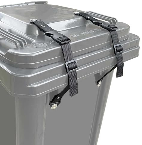 xicveiuz Adjustable Trash Can Lid Lock Strap, Security Strap Use for Locking Outdoor Waste Bin, Animals Proof Straps for Garbage Can, 2 Pack