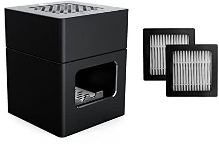 STHOYN Purificador De Aire Cenicero Absorbe Humo Inteligente Doméstico Cenicero Exterior Eléctrico De Humo Olor Sin Humo Cenicero con Tapa(Black+Filter*2)