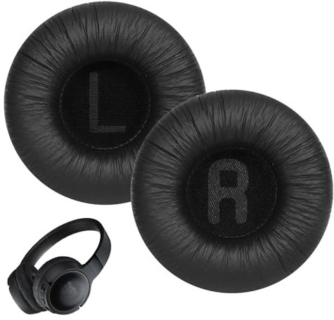 Replacement Ear Pads Compatible with JBL T500BT T450BT Tune 600BTNC 500BT, Black Wrinkle Leather LR Earpads Cushions, Soft Sponge Headphone Replacement Pads for Wireless Headphones,2Pack,Black