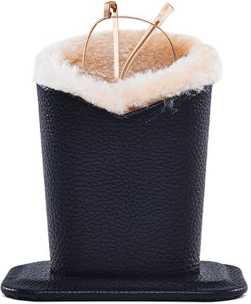 Uhngw Support de lunettes – Porte-lunettes doublé en peluche | Pochette de protection en cuir synthétique, organisateur anti-rayures pour camarades de classe, collègues, amis, famille, Noir , Refer to