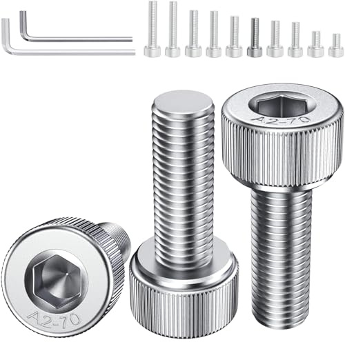 YOOPIN 60PCS DIN912 M5x20mm Socket Head Cap Screws, 304 Stainless | Fully threaded hex drive bolts with Allen key. For DIY and furniture
