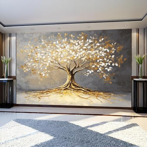 Papier Peint Panoramique Poster Géant Mural Arbre de vie abstrait 350 x 256 cm Rétro 3D Tapisserie Photo Intissée Fresque Salon Chambre Fond TV