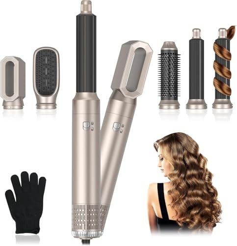 Journeyside 5-in-1 Airstyler Set,Multi-Warmluftbürste für Alltagsstil | Hair Styler 1000W Drei Einstellbare Temp Warmluftbürste mit Glätten,Volumen Geben,Locken und Föhnen für Alle Haartypen,30mm