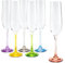 6 Flûtes à Champagne en Cristal de Couleur - Service Color 19 cl - 6 Couleurs Pastel Assorties - Maison Klein - Artisan du Cristal - Estampillé : Klein 54120 Baccarat France