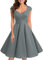 Bbonlinedress Rockabilly Kleid Damen Vintage Cocktailkleid Abendkleid Elegant Brautjunferkleid Kleid für Hochzeit Partykleid Petticoat Kleid Grey M