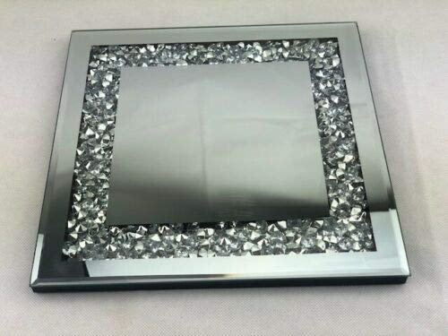 25x25cm Square Shape Diamante Mirrored Crystal Candle Plate- an Elegant Addition to Your Home- Best Gift