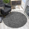 SANAT Teppich Rund - Grau Hochflor, Langflor Modern Teppiche fürs Wohnzimmer, Schlafzimmer, Esszimmer oder Kinderzimmer, Größe: 200x200 cm