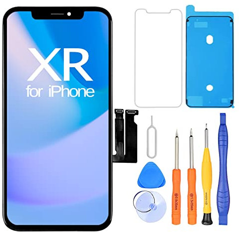 Ayake Ersatzdisplay für iPhone XR, vollständiges Montageset mit Retina-LCD-Touch-Display, Digitizer mit Reparaturwerkzeugen für A1984, A2105, A2106, A2108, True Tone programmierbar