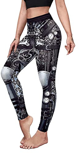 Damen Steampunk-Retro-Leggings, Comic-Cosplay, Punk, Polyester, Gothic, Hose, Capris, Pants, S-4XL, Übergröße - - 3X-Groß