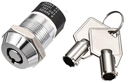 sourcing map 19mm 2 Posiciones Llave Bloqueo Empuje Botón Interruptor con 2 Llaves 2NO 2NC S1902 1uds