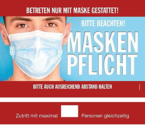 Hinweisschilder Maskenpflicht Abstand halten Motiv Mann