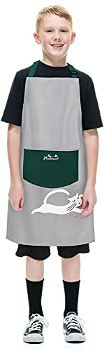 Viedouce Schürzen für Kinder Schule,Wasserdicht Kinderschürze Schürze Mädchen, Kochschürze Mädchen,Schurzen für Schul Garten Bemalen Kochen (4-13jahre)