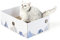 Conlun Rascador para Gatos con Caja, Rascador Gato Grande y Resistente, Doble Cara, Agujeros Interactivos, Zona de Descanso Antisuciedad para Interior (1 Unidad, Grande, Blanco)