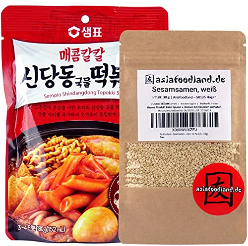 asiafoodland - Shindangdong (red Pepper) Sauce Set für Tteok-bokki/Topokki inkl. Sesam, 1er Pack (1x 210g)