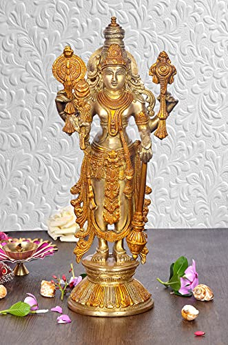 AONA Vishnu Ji Vishnu Statue Vishnu Idol Vishnu Messing, stehend, Höhe 32,5 cm