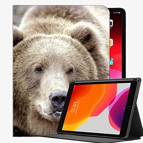 Ledertasche für Neues iPad 8./7. Generation Fall, iPad 10.2 Fall, Braunbär Schneegesicht Eyes Fall Slim Shell Cover für iPad iPad 10,2 Zoll