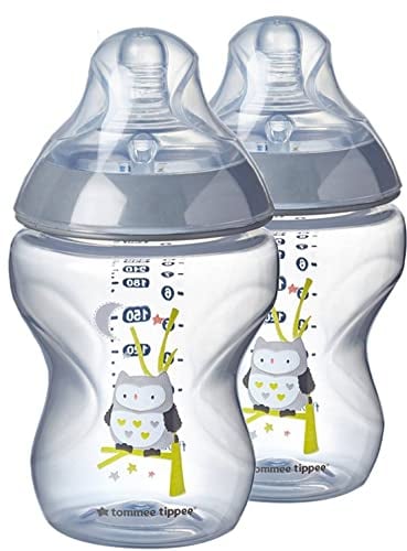 2 x Tommee Tippee 260ml Closer to Nature, BPA-Free, Anti-Colic Baby Bottle with Breast Like Silicone Teat for Baby, Child, Newborn & Toddler for Drinking Juice, Milk & Water - 0+ Months