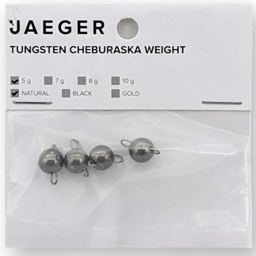 Jaeger Fishing Gewichte für Offsethaken zum Jiggen Tungsten Cheburashka Sinker Natural, Gewicht/Inhalt:10g / 2 Stück