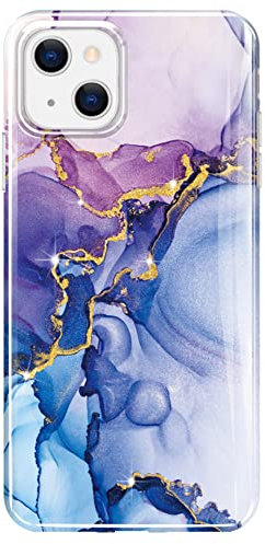 luolnh Gold Glitter Sparkle Case Compatible with iPhone 13 Case Marble Design Shockproof Slim Soft Silicone TPU Bumper Cover Phone Case for iPhone 13 6.1 Inch 2021(Blue/Purple)