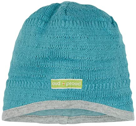 loud + proud Unisex Kinder Strick, GOTS Zertifiziert Mütze, Topaz, 62/68