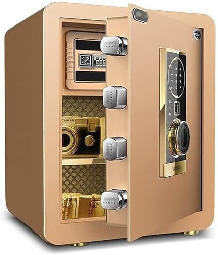 Tresor Safe Tresore Schrank Haushalt Kleine Doppelpasswort Anti-Diebstahl-Sicherheit Büro Geldanlage Nachttisch Wandmontierte Diamant-Sicherheitsprodukte für Geldhandhabung,Schwarz,38 * 31 * 45