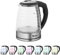 Gappys Electric Glass Kettle - 1.8L Cordless Fast-boiling Water Heater w/ Auto Shut-off & Boil-dry Protection - Removable Tea Infuser Included - Multicolor Light, Black (HD-1861-A)