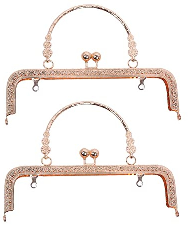 WANGCL 2 Chiusure per Borsa con Telaio in Metallo per Borse Portamonete cornici per Borsa per Fare Fai da Te Retro Craft Clutch Bag -Rose