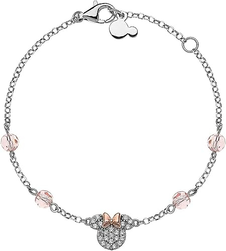 Disney - Kinder-Armband mit Minnie-Maus-Anhänger aus Sterlingsilber und Zirkonia, Länge 13-18 cm, Motiv, Sterling-Silber