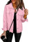 shownicer Femme Veste en Jean Vintage Coloré Blouson en Jean Mi-Saison Manches Longues Rose L