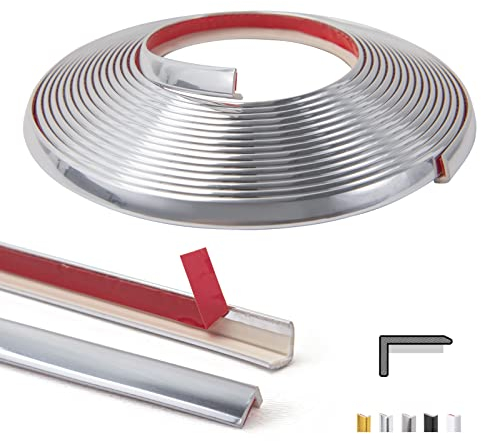 Art3d 20ft Outside Vinyl Corner Trim Peel and Stick for Tile and Wall Edges, Furniture Decoration Stainless Steel