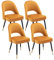 chairus 4er Set Esszimmerstühlen aus Samt für Küche Wohnzimmer Modern Armloser Bürostuhl Polsterstuhl Seitenstühle Hohler Rückenmit Metallbeinen (Gelb-4)