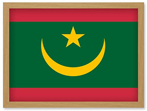Artery8 Mauritania National Flag Patriotic Vexillology World Flags Country Region Poster Artwork Framed Wall Art Print A4