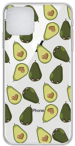 Adolasx Kompatibel für Xiaomi Redmi A1 Hülle Transparent Silikon Klar Ultra Dünn Slim Lustig Motiv Muster Bumper Hüllen Durchsichtig Handyhülle Case Cover für Mädchen Damen Avocado