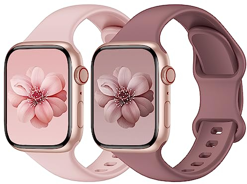 Yoohoo 2 Stück Silikon Armbänder kompatibel mit Apple Watch Armband 40mm 41mm 42mm 44mm 45mm 46mm 49mm für Damen Herren,Sport Ersatzarmband für iWatch SE Series 10 9 8 7 6 5 4 3 2 1 Ultra Ultra2