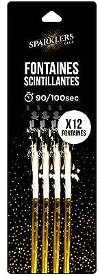 Fontaines à Gateaux Scintillantes XXL 24cm - Lot de 12 - durée 90/100 Secondes pour Gateaux et Bouteilles de Champagne, Bougie lumineuse d'ambiance pour anniversaire - Catégorie F1