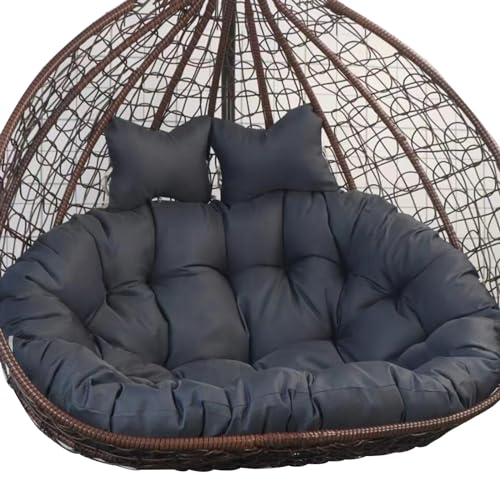 2 Seater Egg Chair Swing Cushion Outdoor, 2 Person Hanging Egg Chair Cushion, Double Hanging Basket Chair Cushion, Hanging Hammock Chair Cushion Replacement (Only Cush(Size:130X110CM,Color:Dark Gray)